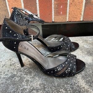 Guess Black Textured Heels